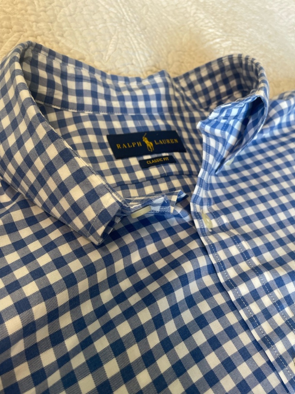 Ralph Lauren men's Blue and White Gingham Button-Up Shirt xl